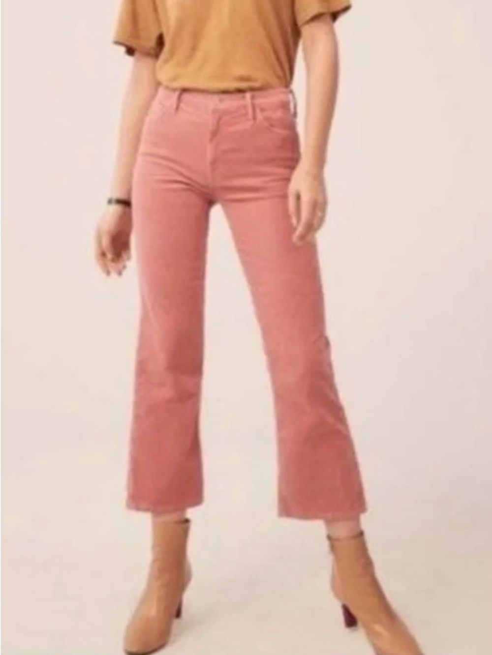 MOTHER The Outsider Crop in Dusty Pink